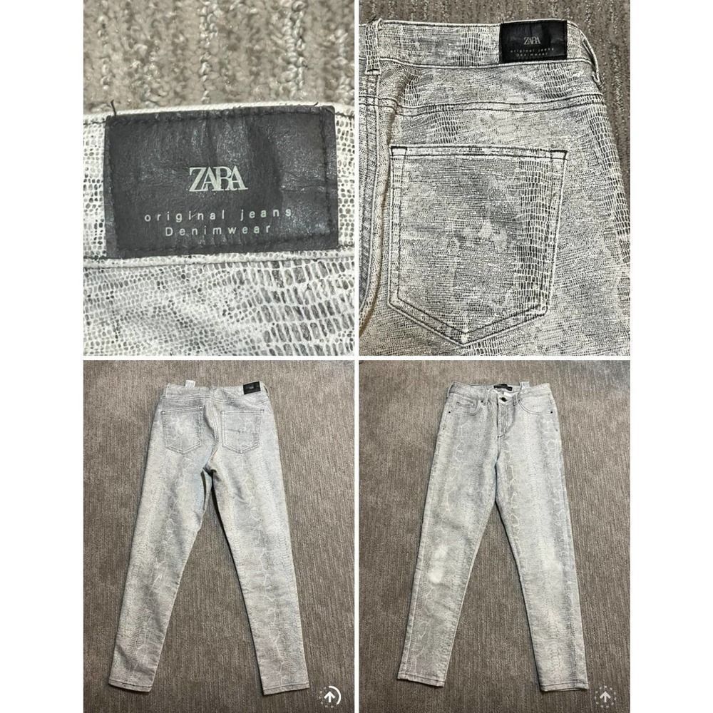 Zara skinny jeans womens sz 6 hi rise snake skin print stretch denim